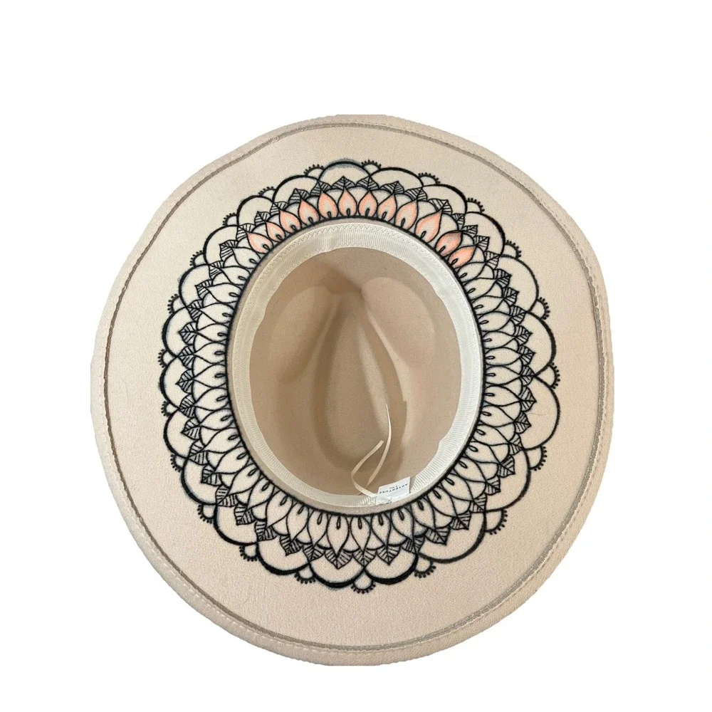 Women's belt hat hand-painted‎ beige